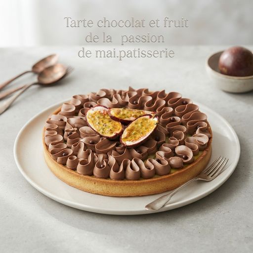 Tarte chocolat et fruit de la passion de mai.patisserie