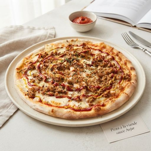 Pizza à la viande sauce Avjar